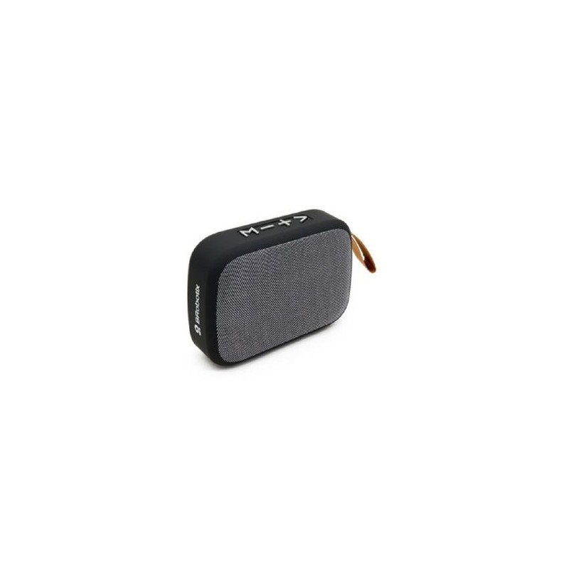 BOCINA BLUETOOTH INALAMBRICA RECARGABLE STEREO C/RADIO FM LECTOR USB Y MICRO USB PORTATIL ANTIDESLIZANTE NEGRO/GRIS C/CORREA BRO