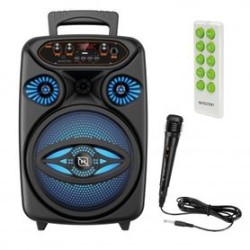 Bafle Karaoke NECNON Bluetooth 8 pulgadas NB08W TWS Incluye Microfono Alambrico Control Remoto Radio FM Micro SD USB AUX 3.5MM I