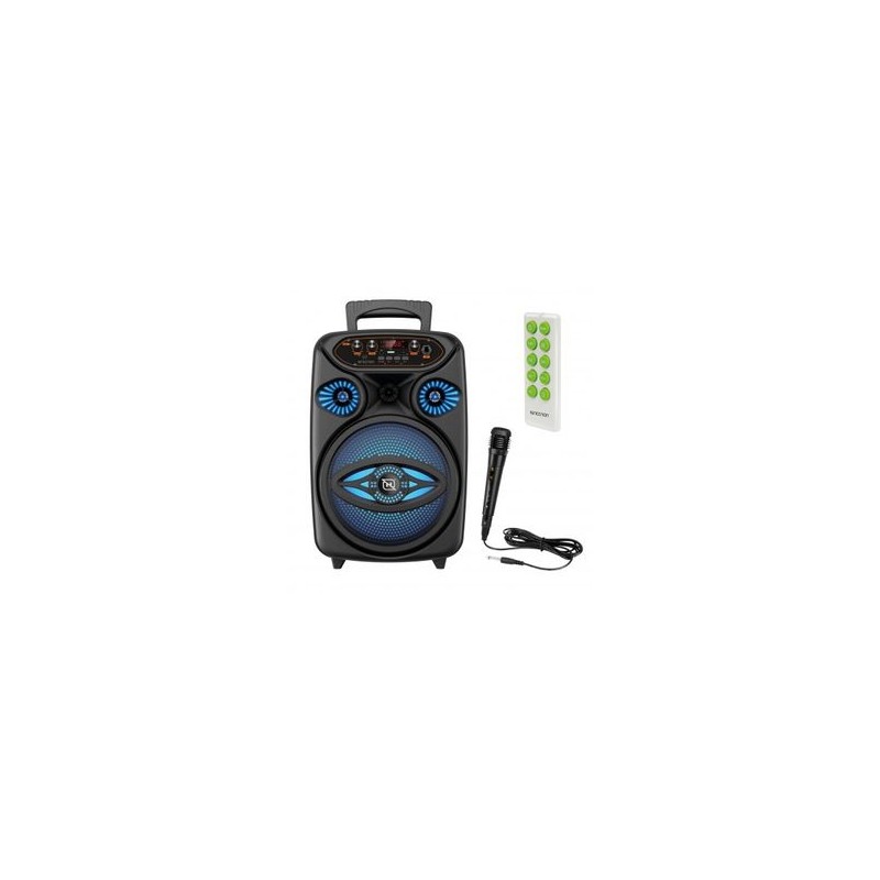 Bafle Karaoke NECNON Bluetooth 8 pulgadas NB08W TWS Incluye Microfono Alambrico Control Remoto Radio FM Micro SD USB AUX 3.5MM I