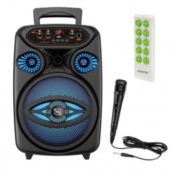 Bafle Karaoke NECNON Bluetooth 8 pulgadas NB08W TWS Incluye Microfono Alambrico Control Remoto Radio FM Micro SD USB AUX 3.5MM I