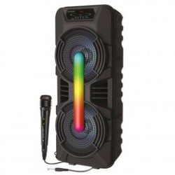 Bafle Karaoke NECNON Bluetooth Doble 8 pulgadas NB08X TWS Incluye Microfono Alambrico Radio FM Micro SD USB Barra De Luz Ilumina