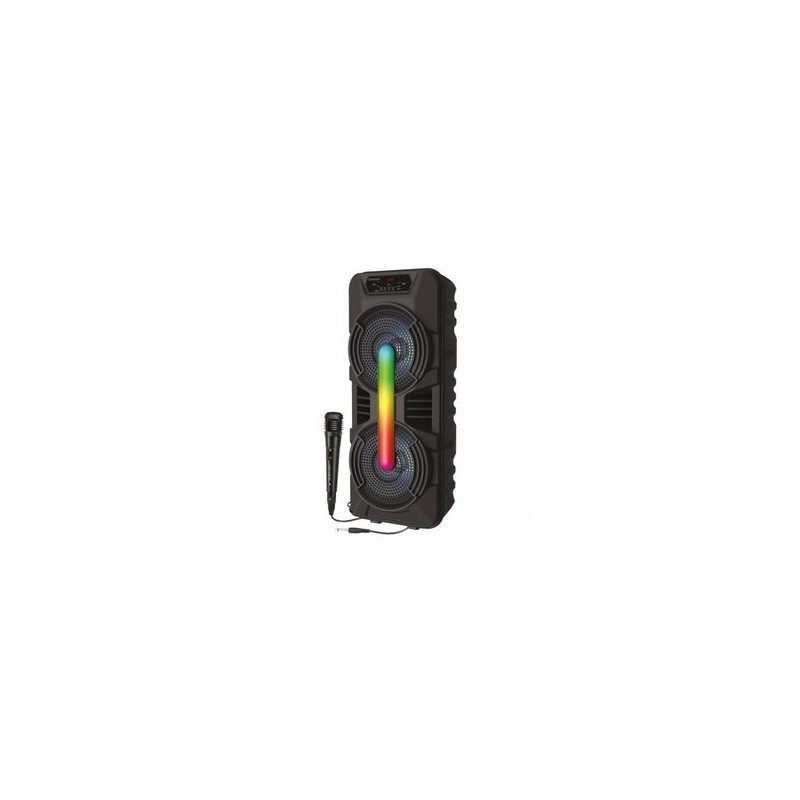 Bafle Karaoke NECNON Bluetooth Doble 8 pulgadas NB08X TWS Incluye Microfono Alambrico Radio FM Micro SD USB Barra De Luz Ilumina