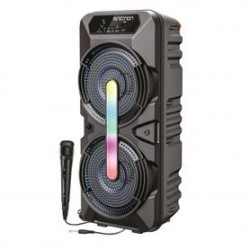 Bafle Karoke NECNON Bluetooth Doble 6.5 pulgadas NB06B TWS Incluye Microfono Alambrico Radio FM Micro SD USB Barra De Luz LED 65