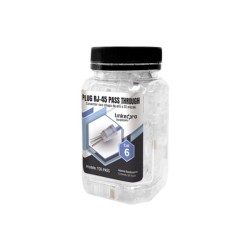 Bote Con 100 Plugs Pass Through Rj45 Cat6 Sin Blindaje Chapado De Oro A 30 Micras Para Durabilidad Extrema