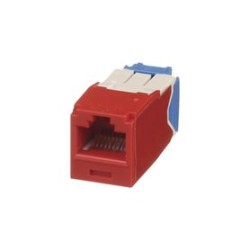 Conector Jack Rj45 Estilo Tg Minicom Categoria 6a De 8 Posiciones Y 8 Cables Color Rojo