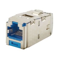 Conector Jack Rj45 Blindado Estilo Tg Minicom Categoria 6a De 8 Posiciones Y 8 Cables Color Azul