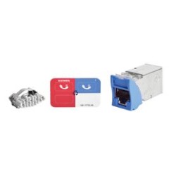 Jack Zmax Cat6a Blindado Montaje Hibrido En Placa De Pared (plano Y Angulado) Color Azul
