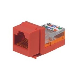Conector Jack Estilo Leadframe Tipo Keystone Categoria 5e De 8 Posiciones Y 8 Cables Color Rojo