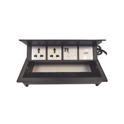 Caja Horizontal Tipo Hub Para Escritorio Color Negro Con 1 Puerto Hdmi Hembrahembra 1 Puerto Rj45 Cat6  2 Puertos Usb (solo Carg
