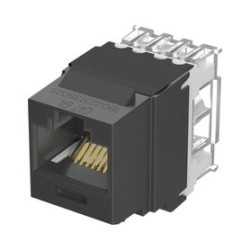 Conector Jack Estilo 110 (de Impacto) Tipo Keystone Categoria 6a De 8 Posiciones Y 8 Cables Color Negro