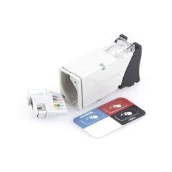 Jack Zmax Cat6a Blindado Montaje Hibrido En Placa De Pared (plano Y Angulado) Color Negro