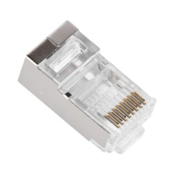 Bote Con 100 Plugs Pass Through Rj45 Cat5e Blindado Chapado De Oro A 30 Micras Para Durabilidad Extrema