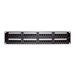 Panel De Parcheo De Impacto (110) Utp De 48 Puertos Cat5e 19in 2u Con Barra Para Organizar Cable