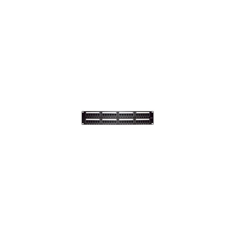Panel De Parcheo De Impacto (110) Utp De 48 Puertos Cat5e 19in 2u Con Barra Para Organizar Cable