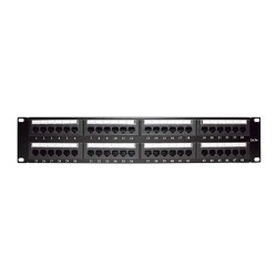 Panel De Parcheo De Impacto (110) Utp De 48 Puertos Cat5e 19in 2u Con Barra Para Organizar Cable