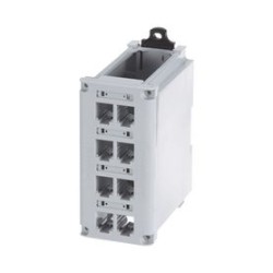 Panel De Parcheo Modular Para Cobre Blindado De Instalación En Riel Din Estándar De 35mm 8 Puertos Minicom Color Gris