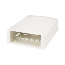 Caja De Montaje En Superficie Con Accesorio Para Resguardo De Fibra Óptica Para 12 Módulos Minicom Color Blanco Mate
