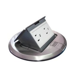 Mini Caja De Piso Redonda Acero Inoxidable (2 Contactos) (1100012201)