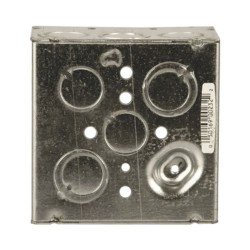 Caja Cuadrada Galvanizada  De 4 X 4 Profundidad De 2 1/8. Cuenta Con 10 Ko De 1/2 Y 6 Tko (1/2  3/4))