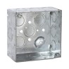 Caja Cuadrada Galvanizada  De 4 X 4 Profundidad De 2 1/8. Cuenta Con 10 Ko De 1/2 Y 6 Tko (1/2  3/4))