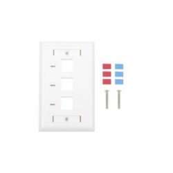 Placa De Pared De 3 Puertos Keystone Con Espacio Para Etiqueta  Color Blanco