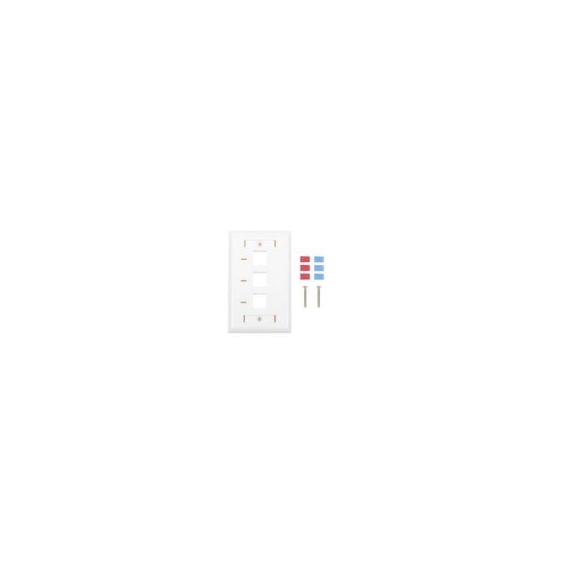 Placa De Pared De 3 Puertos Keystone Con Espacio Para Etiqueta  Color Blanco