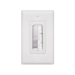 Placa De Pared Pasa Cable Tipo Cepillo De 1 Puerto Con Cerdas Antipolvo Color Blanco