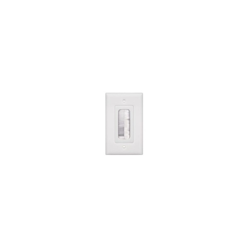 Placa De Pared Pasa Cable Tipo Cepillo De 1 Puerto Con Cerdas Antipolvo Color Blanco