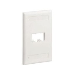 Placa De Pared Vertical Clásica Salida Para 2 Puertos Minicom Con Espacios Para Etiquetas Color Blanco Mate