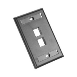 Placa De Pared Vertical Salida Para 2 Puertos Keystone Con Espacios Para Etiquetas Color Negro