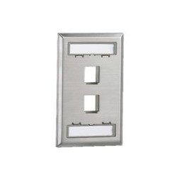 Placa De Pared Vertical Salida Para 2 Puertos Keystone Con Espacios Para Etiquetas De Acero Inoxidable