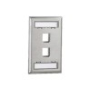 Placa De Pared Vertical Salida Para 2 Puertos Keystone Con Espacios Para Etiquetas De Acero Inoxidable