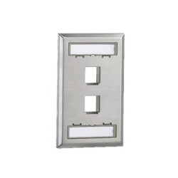 Placa De Pared Vertical Salida Para 2 Puertos Keystone Con Espacios Para Etiquetas De Acero Inoxidable