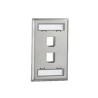 Placa De Pared Vertical Salida Para 2 Puertos Keystone Con Espacios Para Etiquetas De Acero Inoxidable