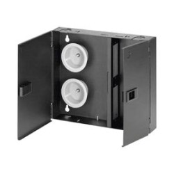Caja De Conexión De Fibra Óptica Para Montaje En Pared Acepta 2 Placas Fap O Fmp Hasta 48 Fibras Color Negro