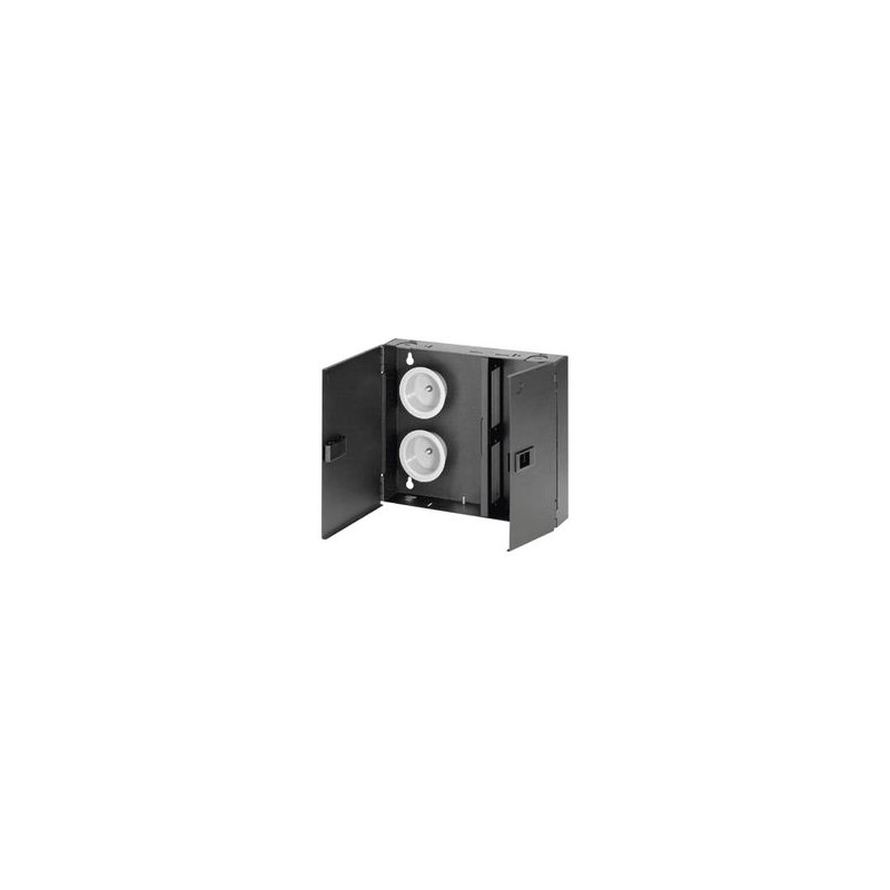 Caja De Conexión De Fibra Óptica Para Montaje En Pared Acepta 2 Placas Fap O Fmp Hasta 48 Fibras Color Negro