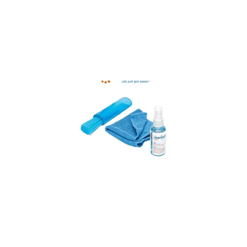 Manhattan 421010   Kit De Limpieza Para Pantallas Lcd/  Libre De Alcohol/  Incluye Solución De Limpieza/ Brocha Y Pano De Microf