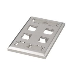 Placa De Pared Vertical De Acero Inoxidable Salida Para 4 Puertos Minicom Con Espacios Para Etiquetas