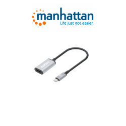 Manhattan 153706  Adaptador Usbc A Hdmi 4k60hz Convertidor Usb 3.2 Tipoc Macho A Hdmi Hembra Activo Aluminio Negro