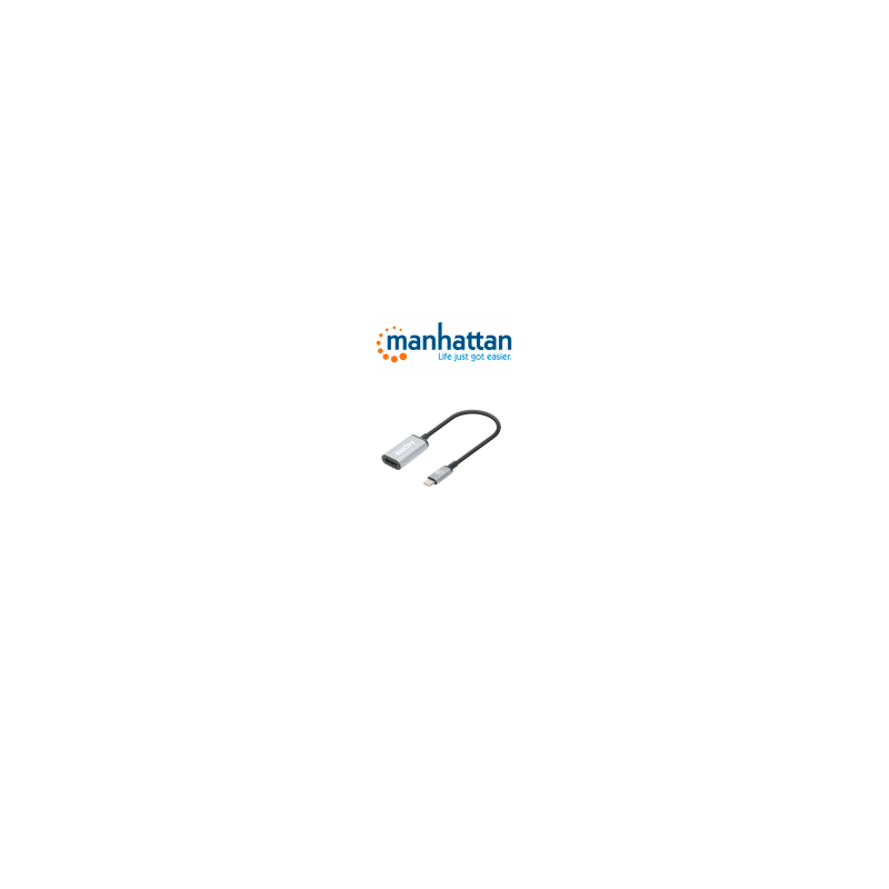 Manhattan 153706  Adaptador Usbc A Hdmi 4k60hz Convertidor Usb 3.2 Tipoc Macho A Hdmi Hembra Activo Aluminio Negro