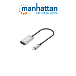 Manhattan 153706  Adaptador Usbc A Hdmi 4k60hz Convertidor Usb 3.2 Tipoc Macho A Hdmi Hembra Activo Aluminio Negro