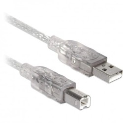 Cable USB A a B V2.0 Para impresora universal Alta velocidad Plateado translucido 4.5 m 102366 BROBOTIX IDCARDKR2K