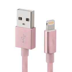 Cable USB A a LIGHTNING color rosa. 1 metro de largo. Alta resistencia de materiales y carga rápida DBGUSBLR  NMG-30U2