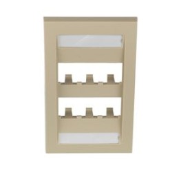 Placa De Pared Vertical Ejecutiva Salida Para 6 Puertos Minicom Con Espacios Para Etiquetas Color Marfil