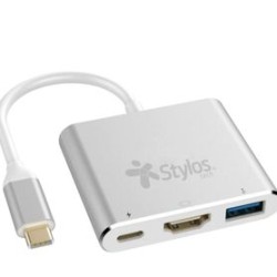 Adaptador HUB 3 En 1 Stylos. STCBHUB31S TL1