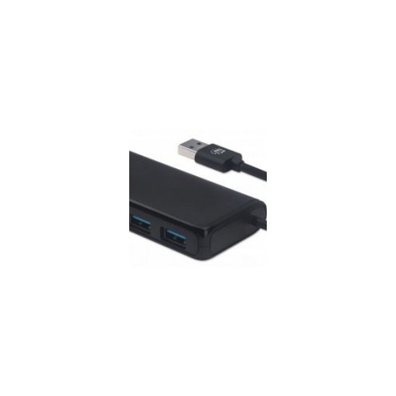 Conector Múltiple de 4 Puertos para USB MANHATTAN 164900 UDB TipoA 5 Gbps Negro SBNB600