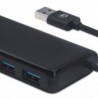Conector Múltiple de 4 Puertos para USB MANHATTAN 164900 UDB TipoA 5 Gbps Negro SBNB600