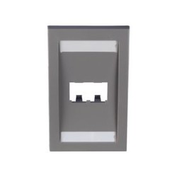 Placa De Pared Vertical Ejecutiva Salida Para 2 Puertos Minicom Con Espacios Para Etiquetas Color Gris