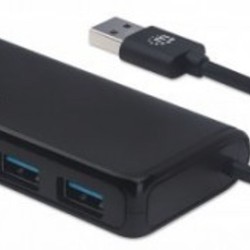 Conector Múltiple de 4 Puertos para USB MANHATTAN 164900 UDB TipoA 5 Gbps Negro SBNB600