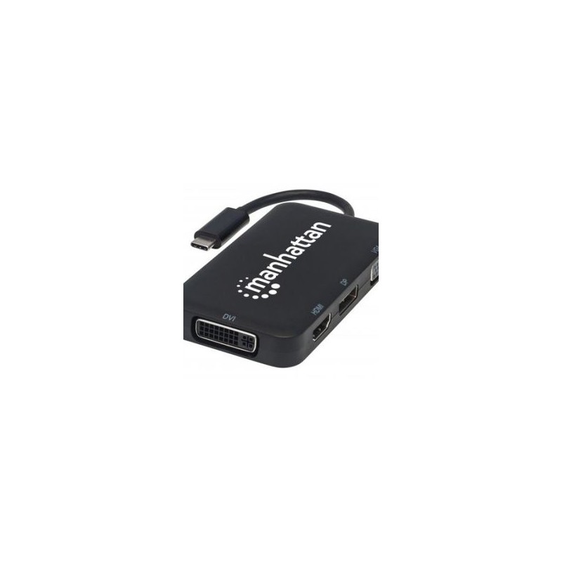 Convertidor USBC MANHATTAN 4 en 1 para Audio/Video  Negro USB C USB C DisplayPort/DVI/VGA/HDMI Macho/hembra SBNB600